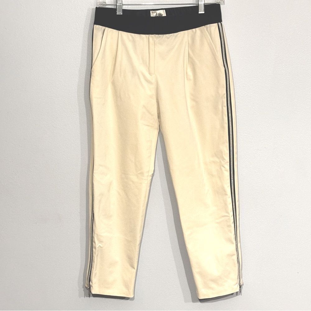 An Original MILLY of NY Women’s Cream PANTS Black Silver Side Zippers Size 4